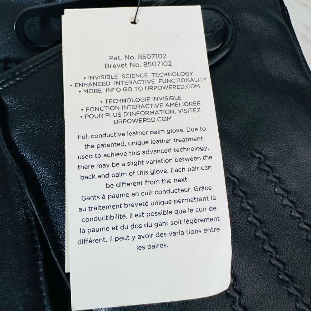 UGG Metisse Tabbed Vent Tech Soft Stretch Leather Gloves, Black, Large, NWT - Picture 7 of 14